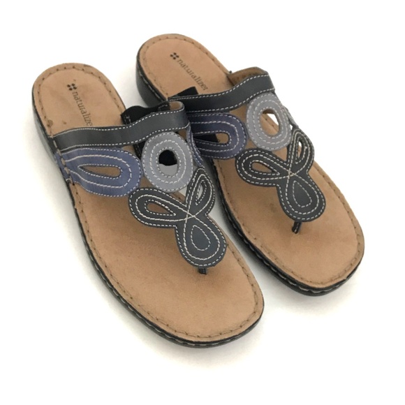NATURALIZER Leather Sandals Calon Thong Sandals Women’s Size 10 WIDE - Picture 1 of 16